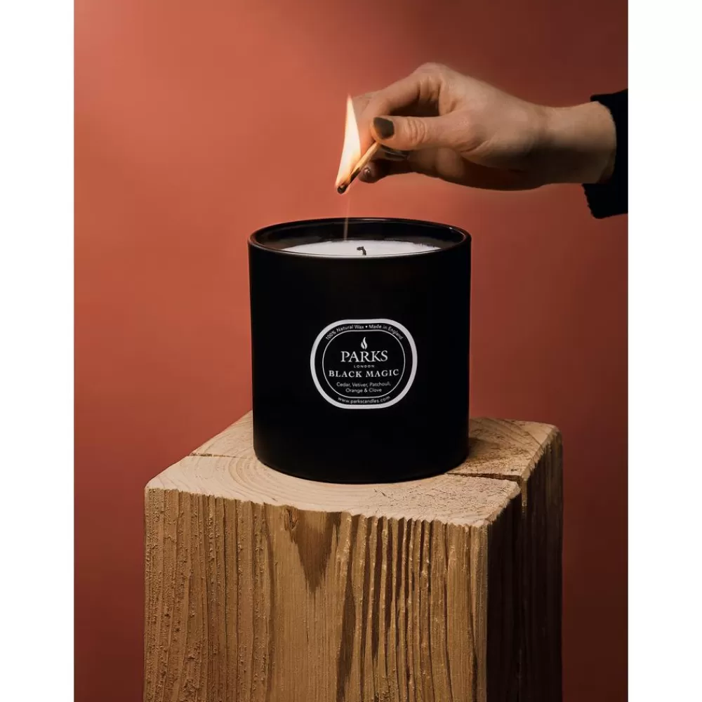 Parks London 3-Lonts-Geurkaars Black Magic (Cederhout, Vetiver & Patchouli)- Geurkaarsen