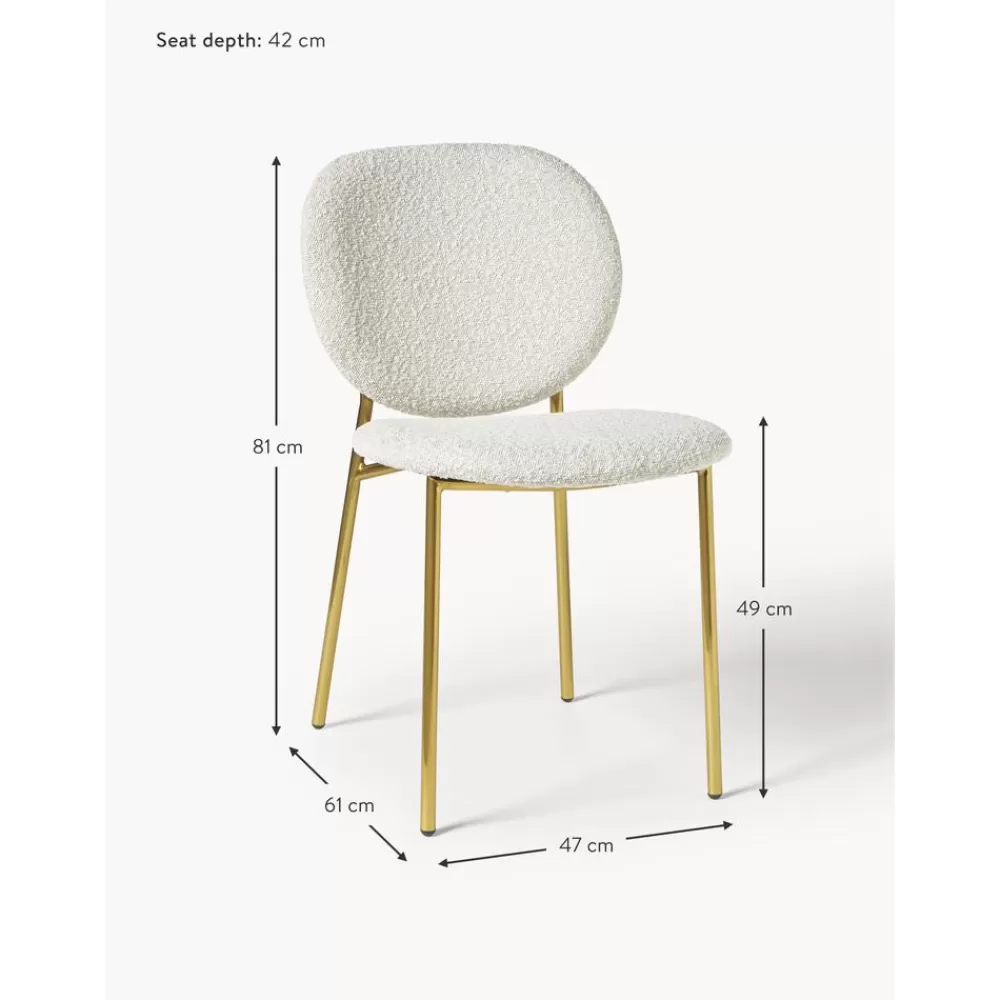 * Boucle Gestoffeerde Stoelen Ulrica, 2 Stuks- Eetkamerstoelen