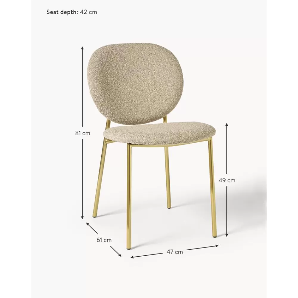 * Boucle Gestoffeerde Stoelen Ulrica, 2 Stuks- Eetkamerstoelen