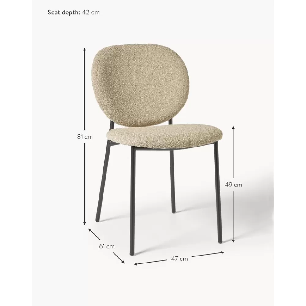 * Boucle Gestoffeerde Stoelen Ulrica, 2 Stuks- Eetkamerstoelen