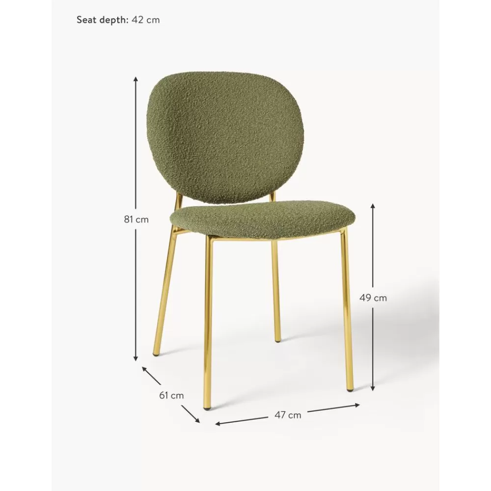 * Boucle Gestoffeerde Stoelen Ulrica, 2 Stuks- Eetkamerstoelen