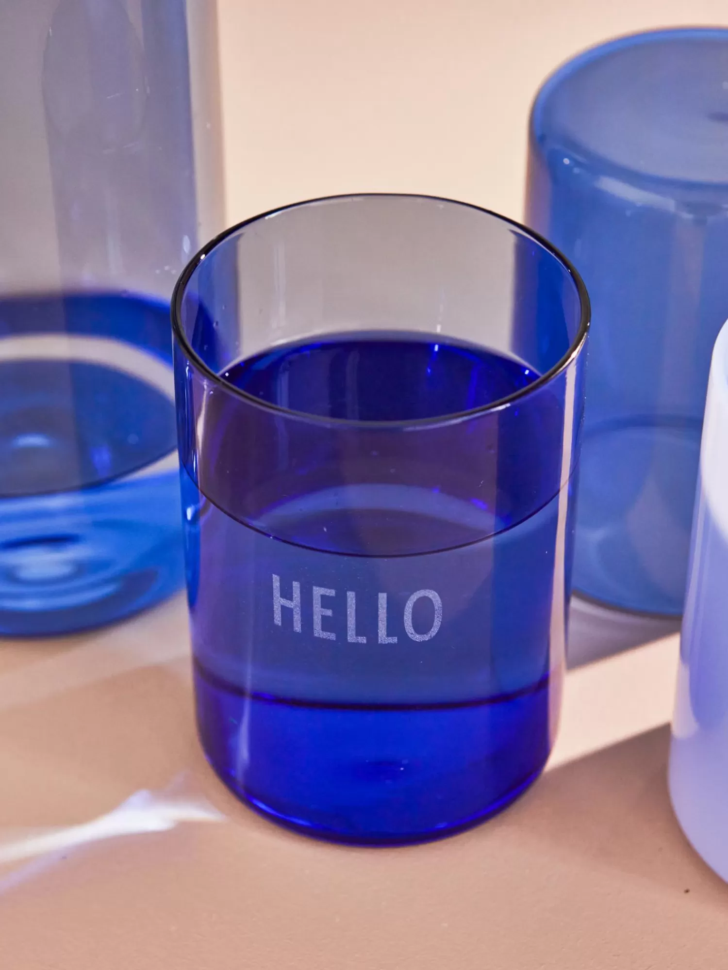 Design Letters Waterglazen>Designer Waterglas Favourite Hello Met Opschrift