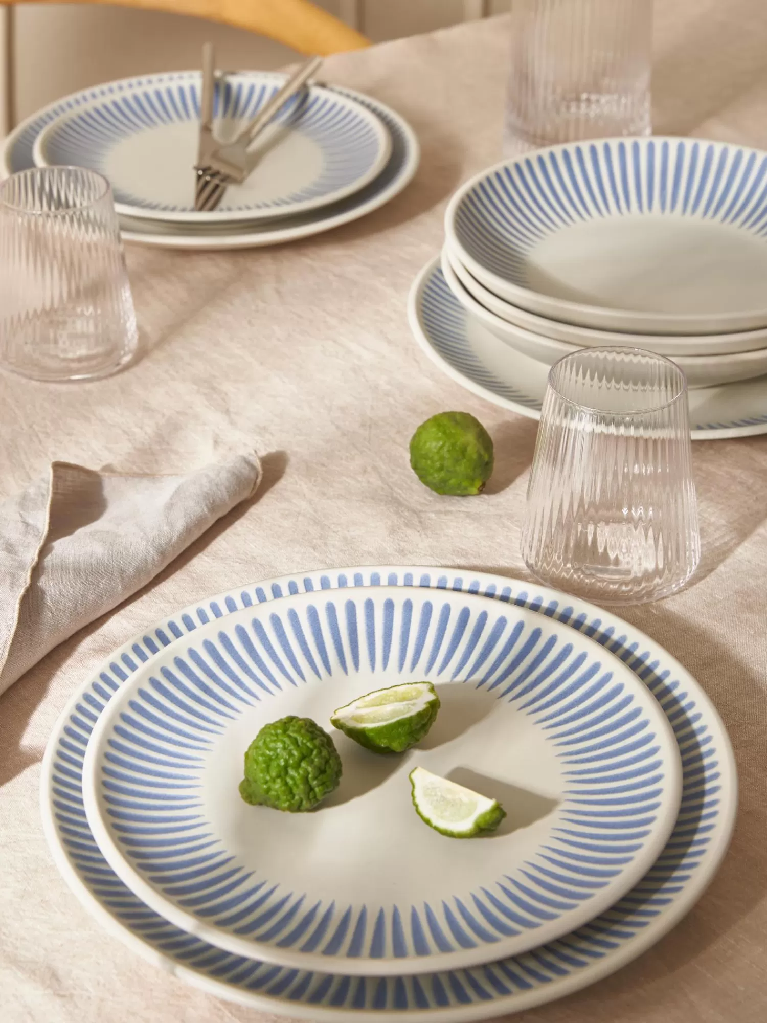 * Servies Collecties>Dinerborden Zabelle Met Streepversiering, 4 Stuks