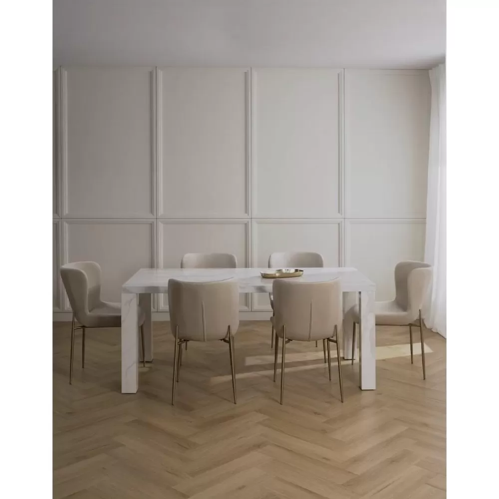 * Eettafel Carl In Marmerlook, 180 X 90 Cm- Eettafels