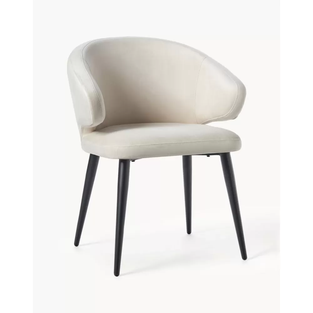 * Fluwelen Armstoel Celia In Modern Design- Eetkamerstoelen