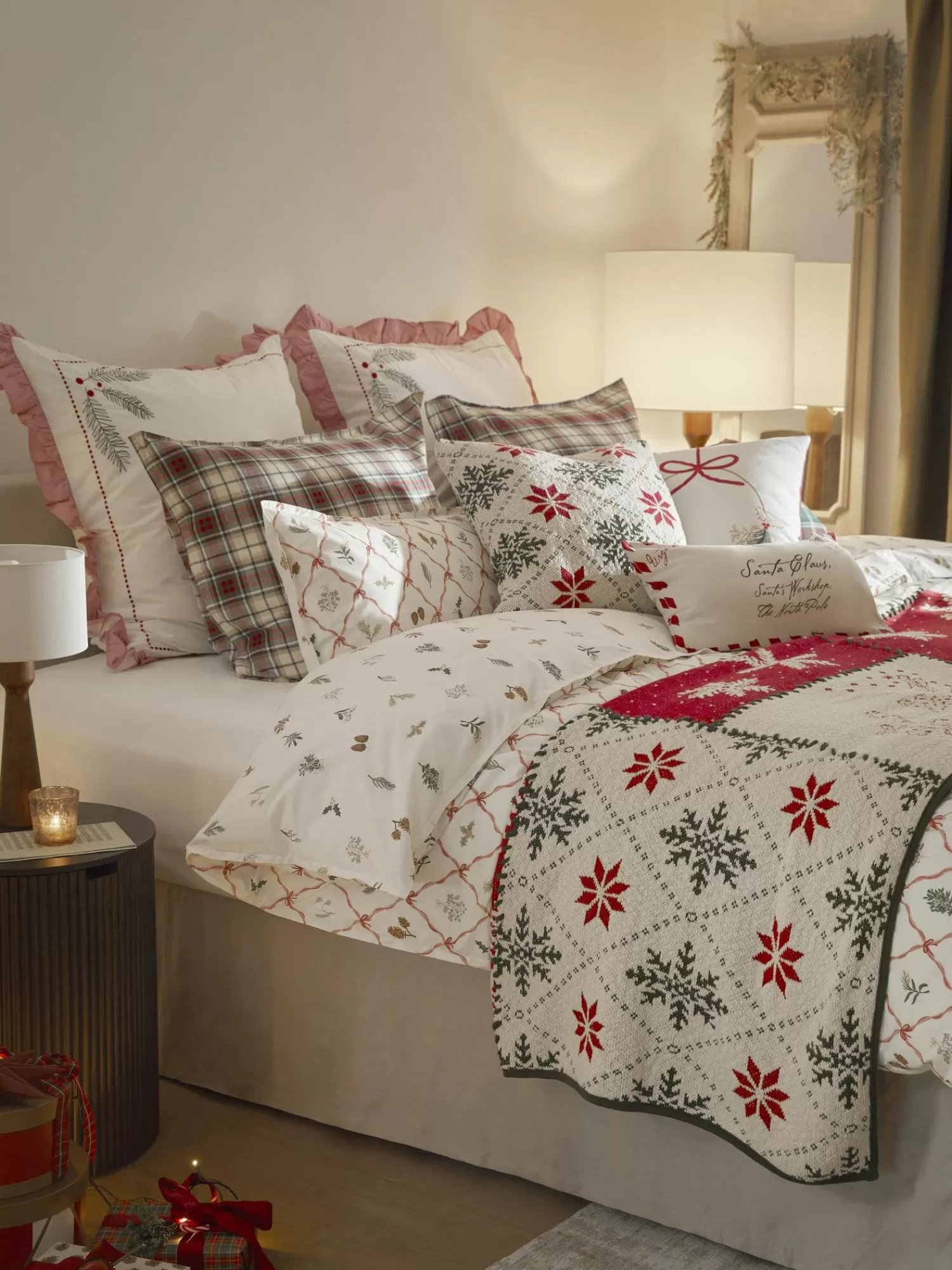 * Plaids & Dekentjes>Gebreide Deken Starry Met Kerstmotief