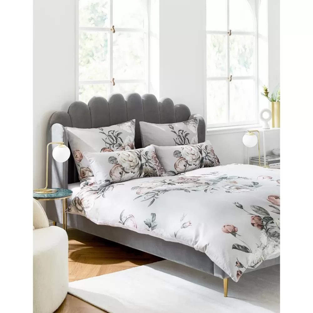 * Gestoffeerd Fluwelen Bed Glamour In Grijs- Bedden