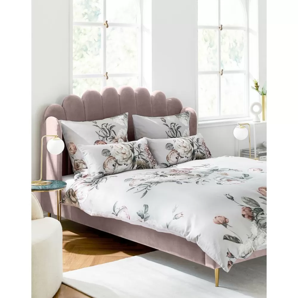 * Gestoffeerd Fluwelen Bed Glamour In Oudroze- Bedden