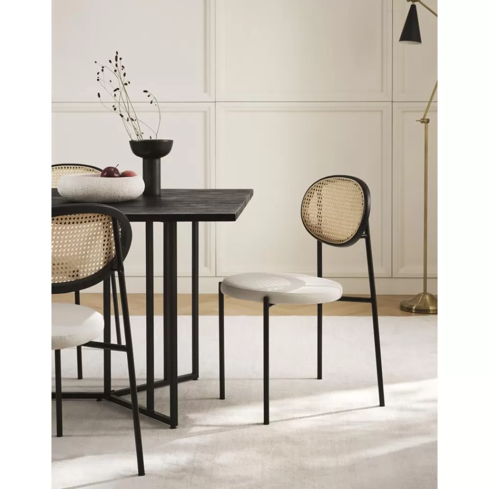 * Gestoffeerde Stoelen Remy Met Weens Vlechtwerk, 2 Stuks- Eetkamerstoelen