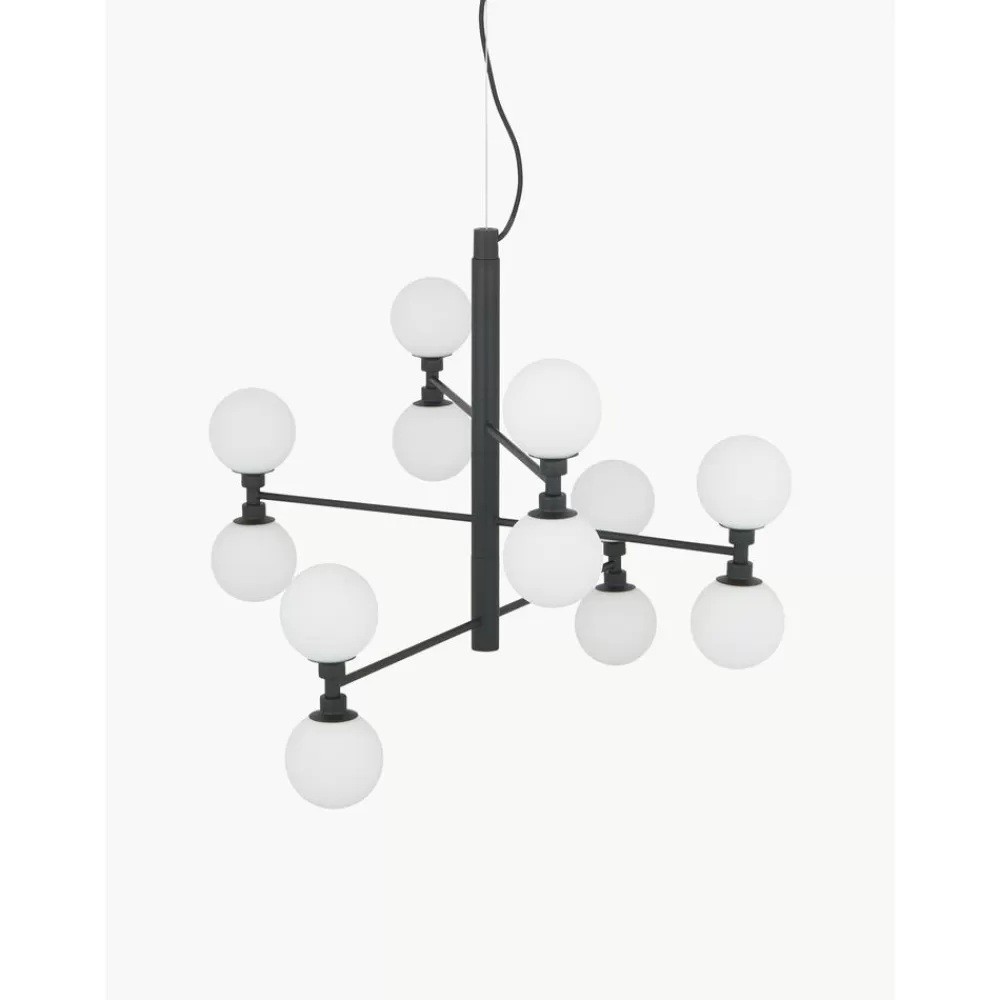 * Grote Hanglamp Grover Met Glazen Bollen- Kroonluchters