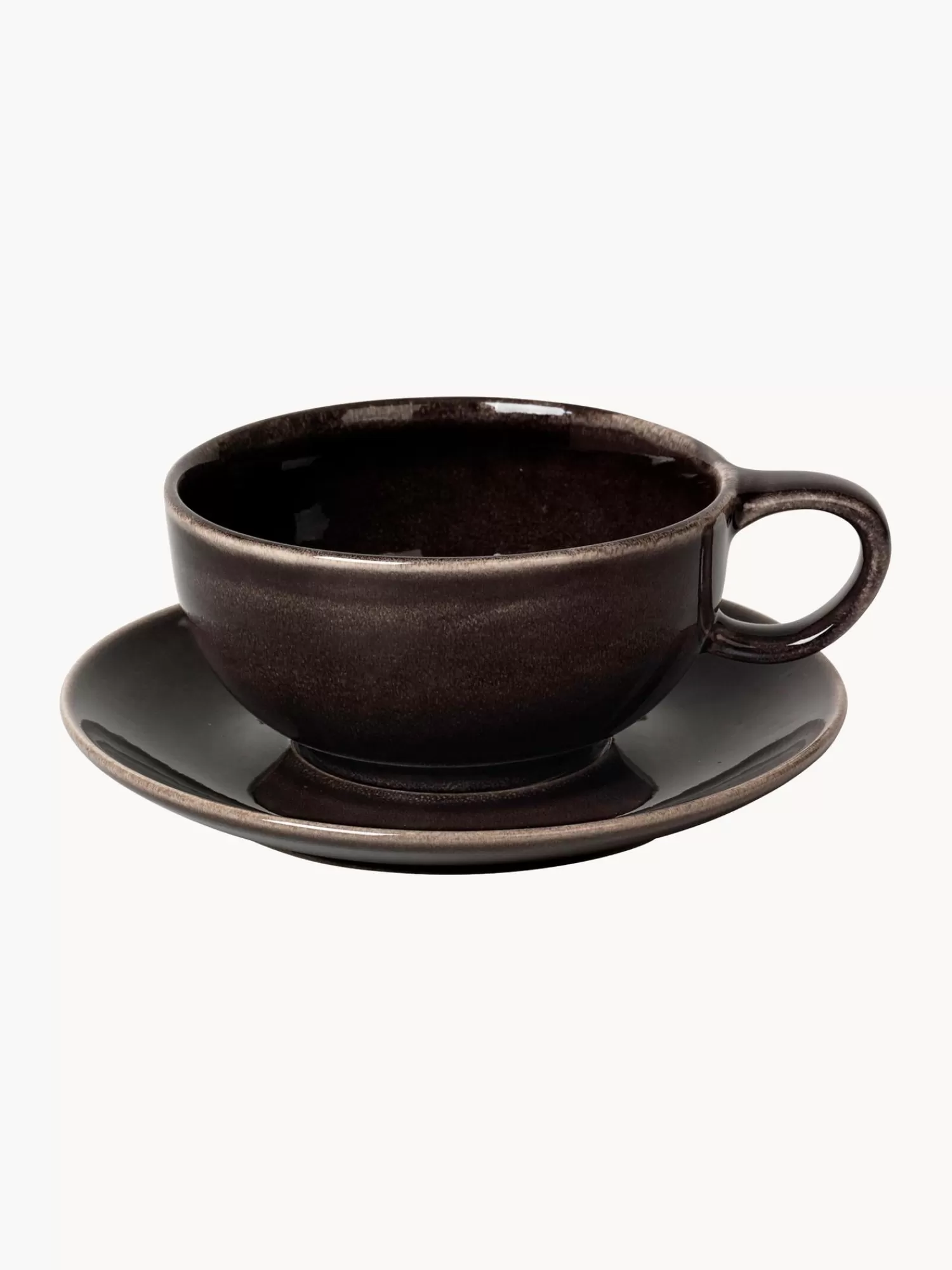 Broste Copenhagen Servies Collecties>Handgemaakt Kopje Met Schoteltje Nordic Coal