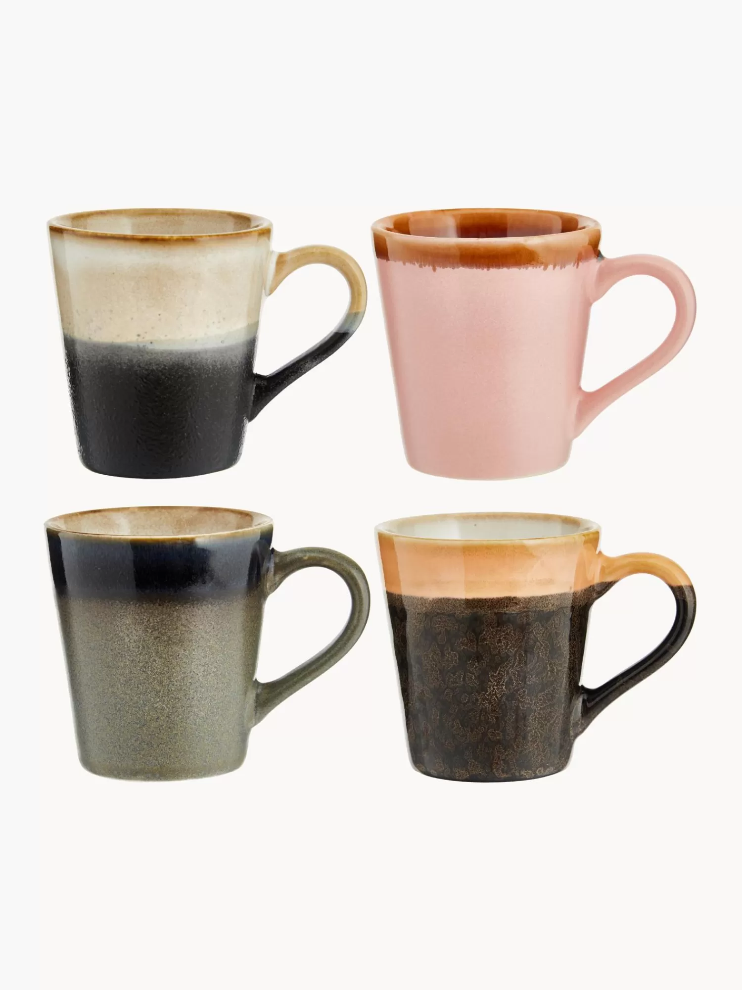 HKliving Servies Collecties>Handgemaakte Espresso Kopjes 70'S, 4-Delig