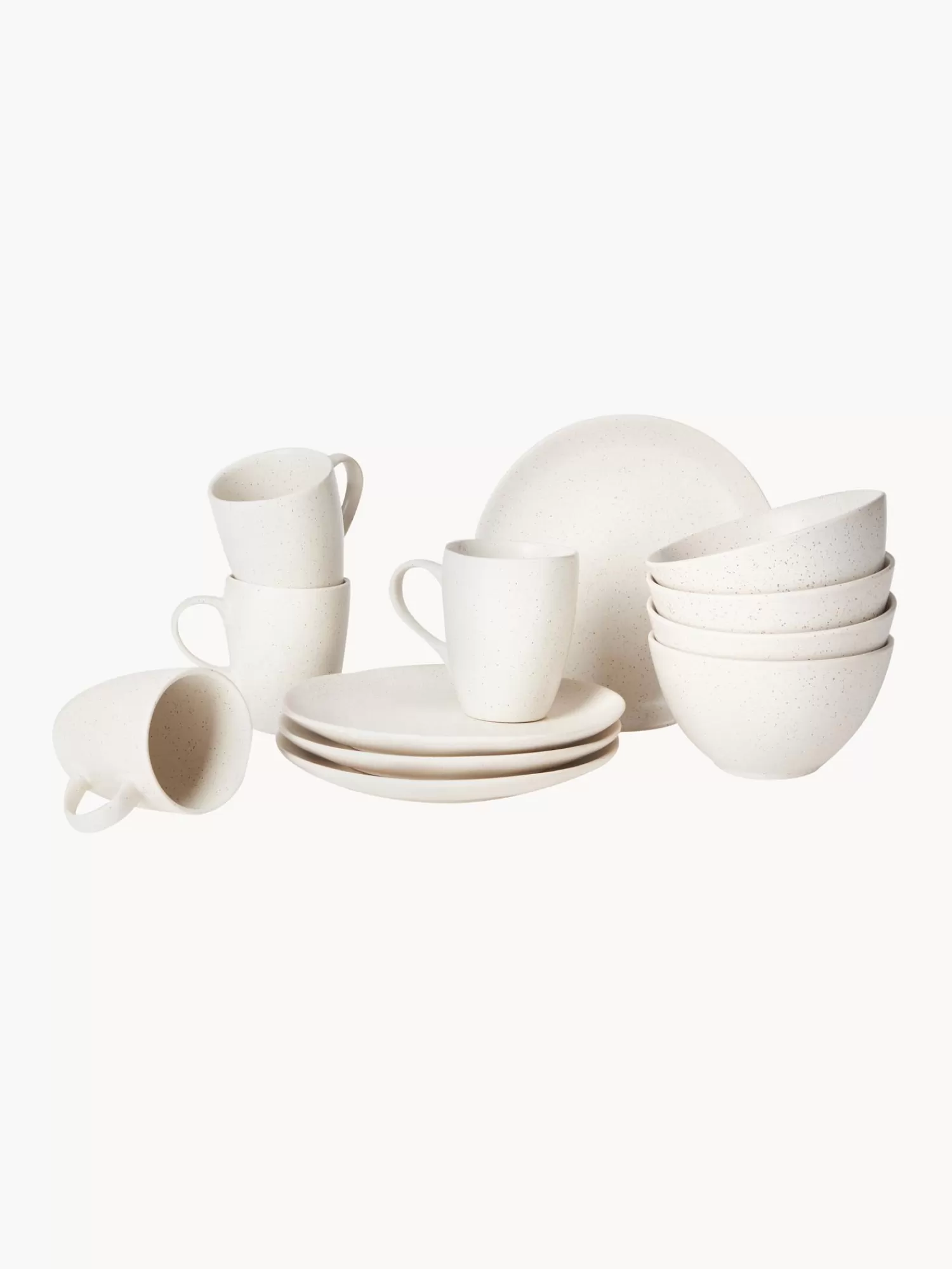 Broste Copenhagen Serviessets>Handgemaakte Ontbijtset Nordic Vanilla, 4 Personen (12-Delig)