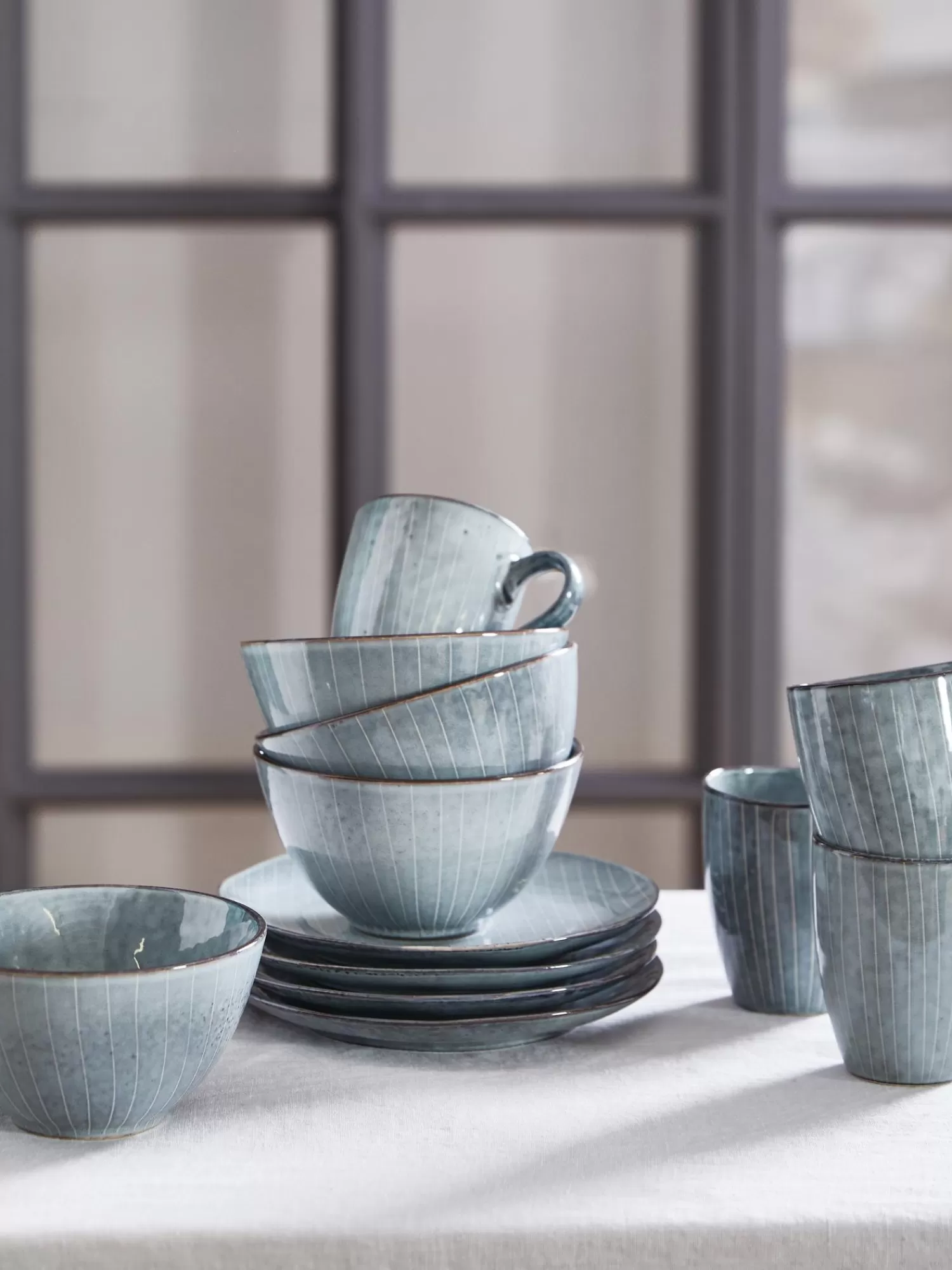 Broste Copenhagen Servies Collecties>Handgemaakte Schalen Nordic Sea, 4 Stuks