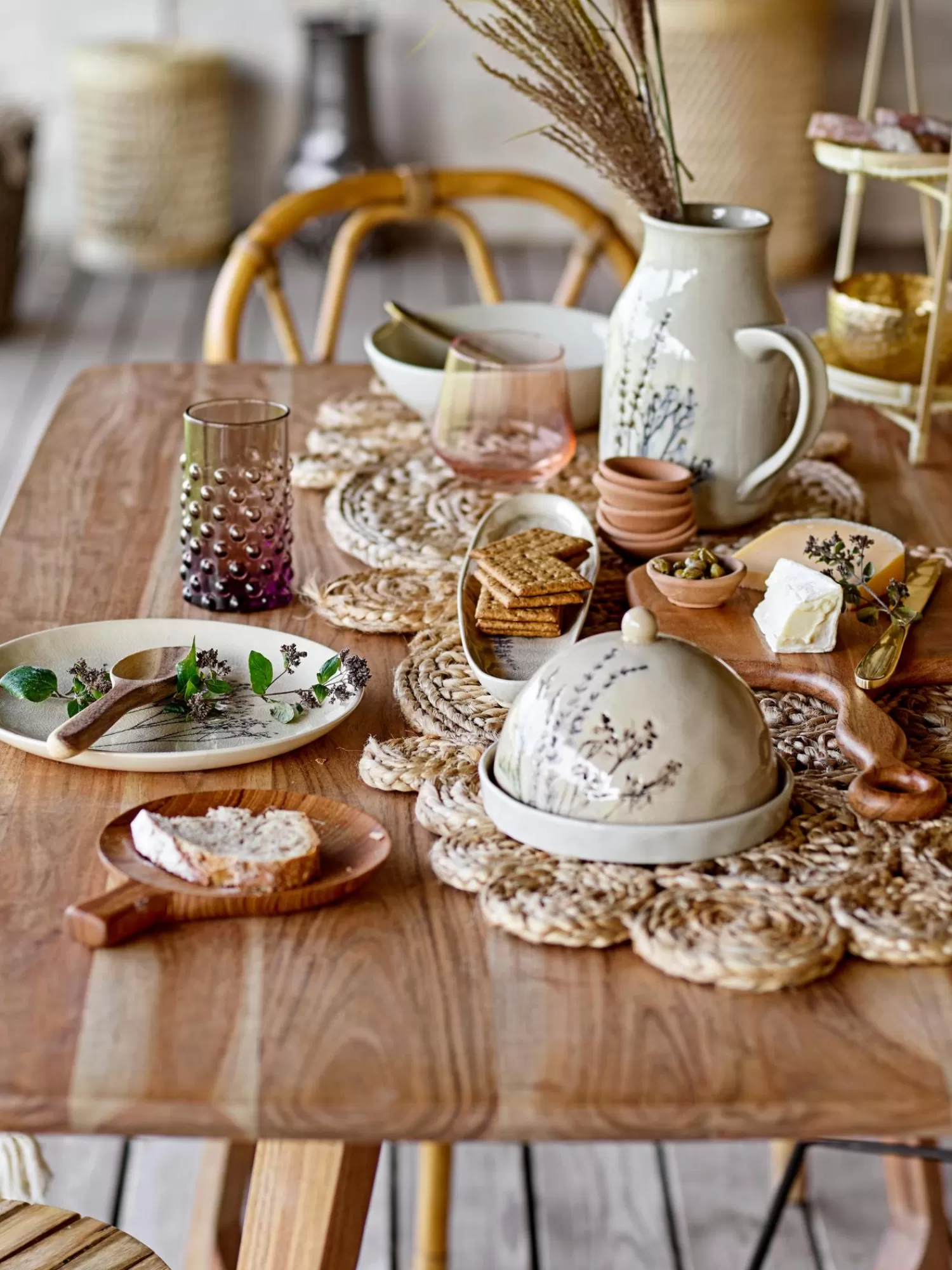 Bloomingville Servies Collecties>Handgemaakte Serveerplateau Bea Met Grasmotief