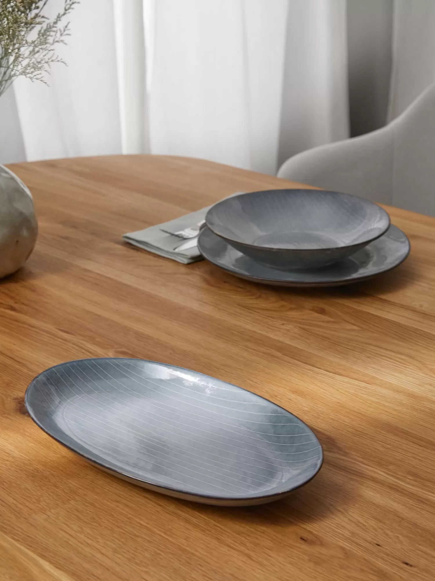 Broste Copenhagen Servies Collecties>Handgemaakte Serveerplateau Nordic Sea, L 30 Cm