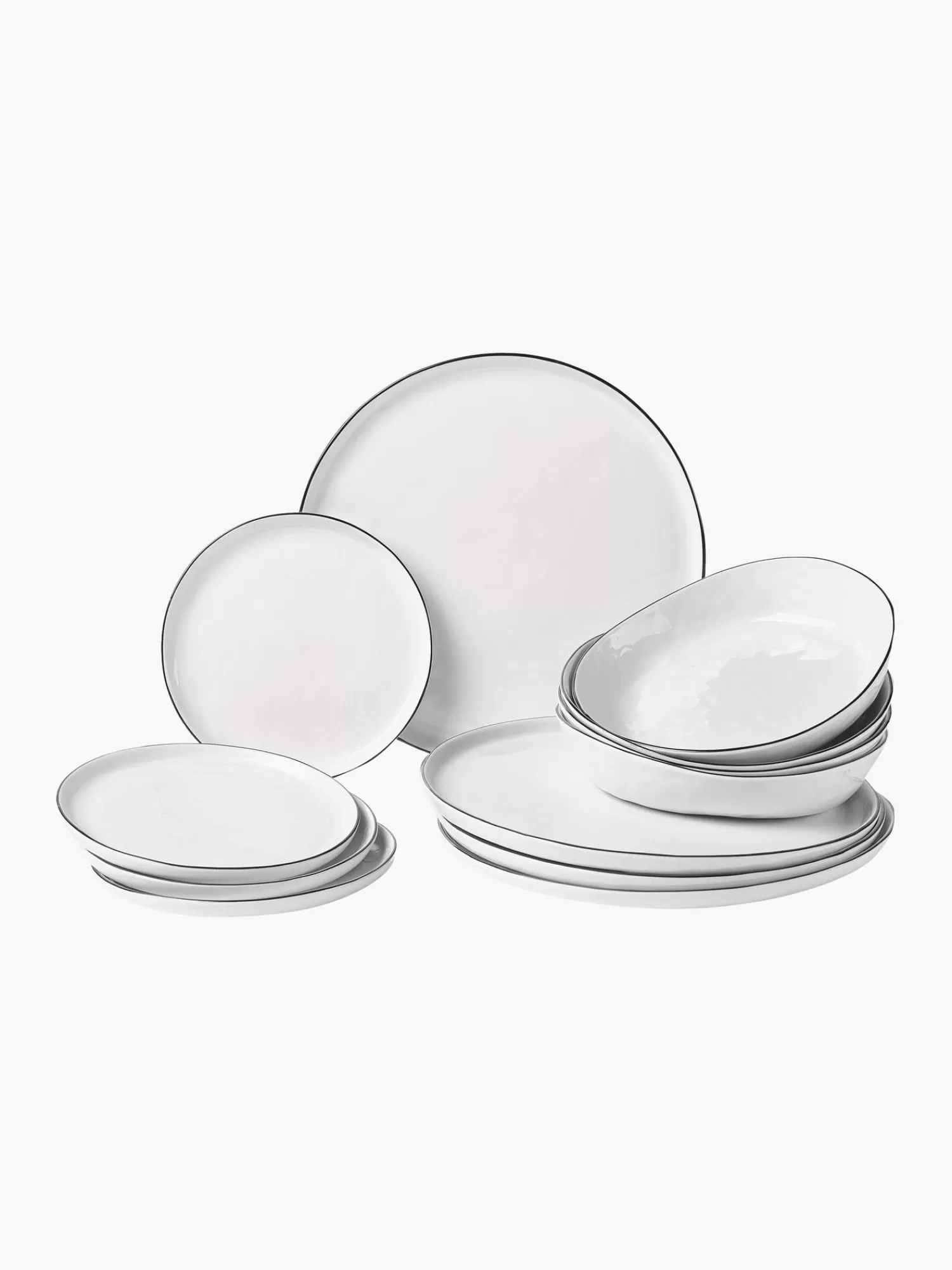 Broste Copenhagen Servies Collecties>Handgemaakte Serviesset Salt Van Porselein, Set Van 12