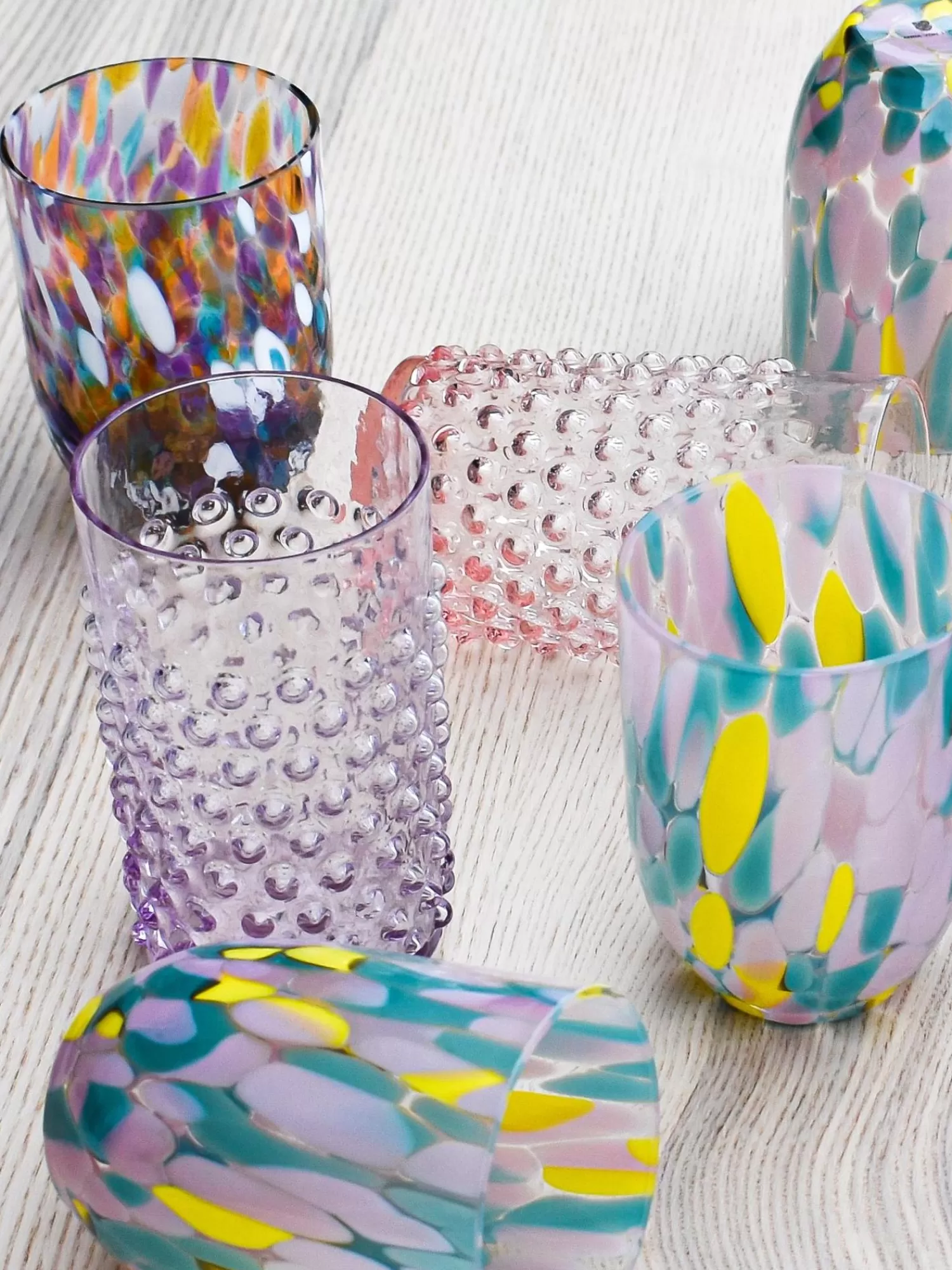 Anna von Lipa Waterglazen>Handgemaakte Waterglazen Hobnail Met Relief, 6 Stuks