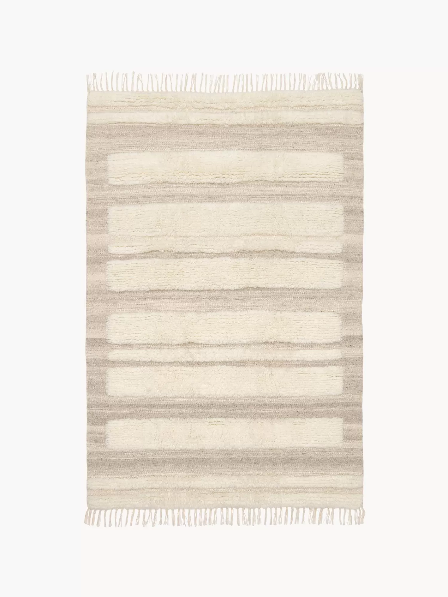 * Rechthoekige Vloerkleden>Handgeweven Wollen Vloerkleed Anica Met Hoog-Laag Effect In Taupe/Beige