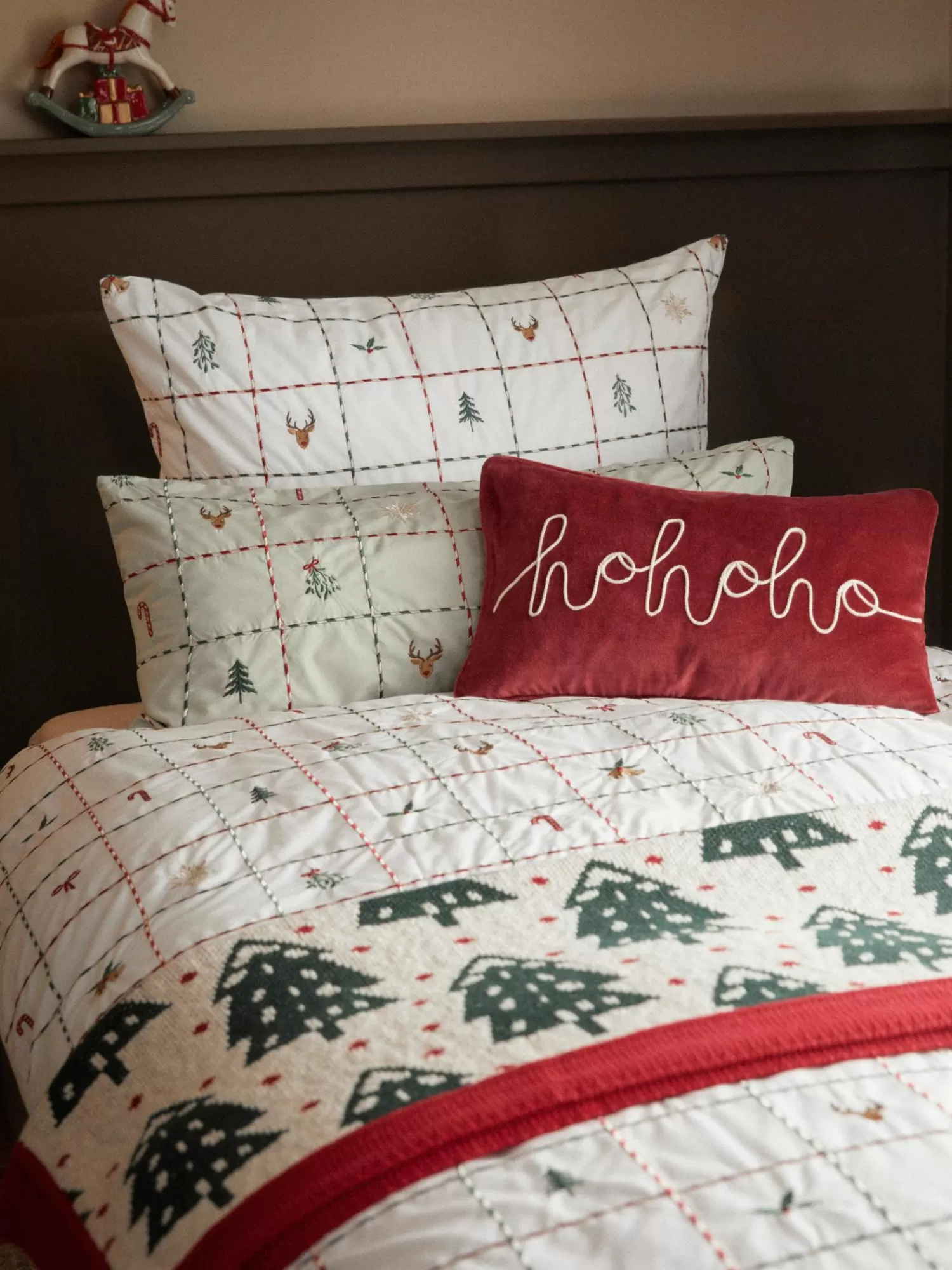 * Plaids & Dekentjes>Katoenen Plaid Noeleen Met Kerstmotief