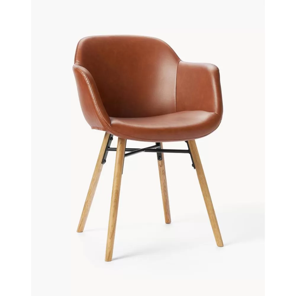 * Kleine Kunstleren Fauteuil Fiji Met Smalle Zitvlak- Eetkamerstoelen