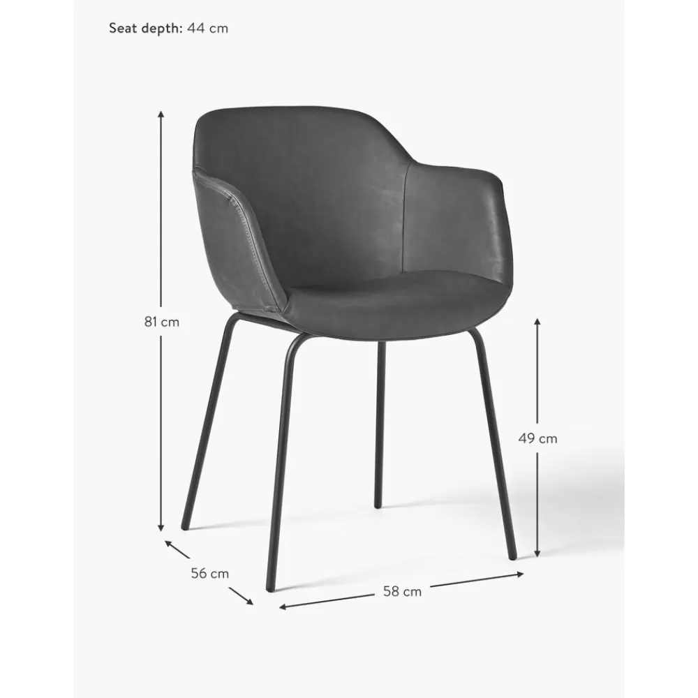 * Kunstleren Fauteuil Fiji Met Smalle Zitvlak- Eetkamerstoelen