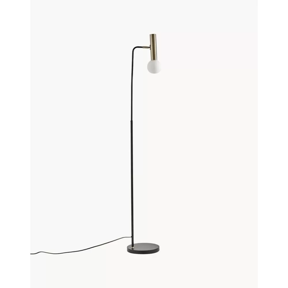 * Leeslamp Wilson Met Glazen Lampenkap- Staande Lampen