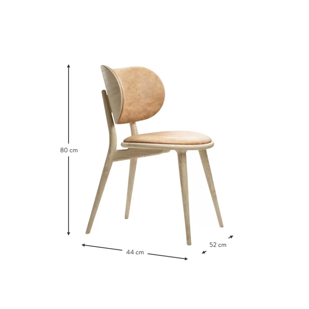 Mater Leren Stoel Rocker Met Houten Poten, Handgemaakt- Eetkamerstoelen