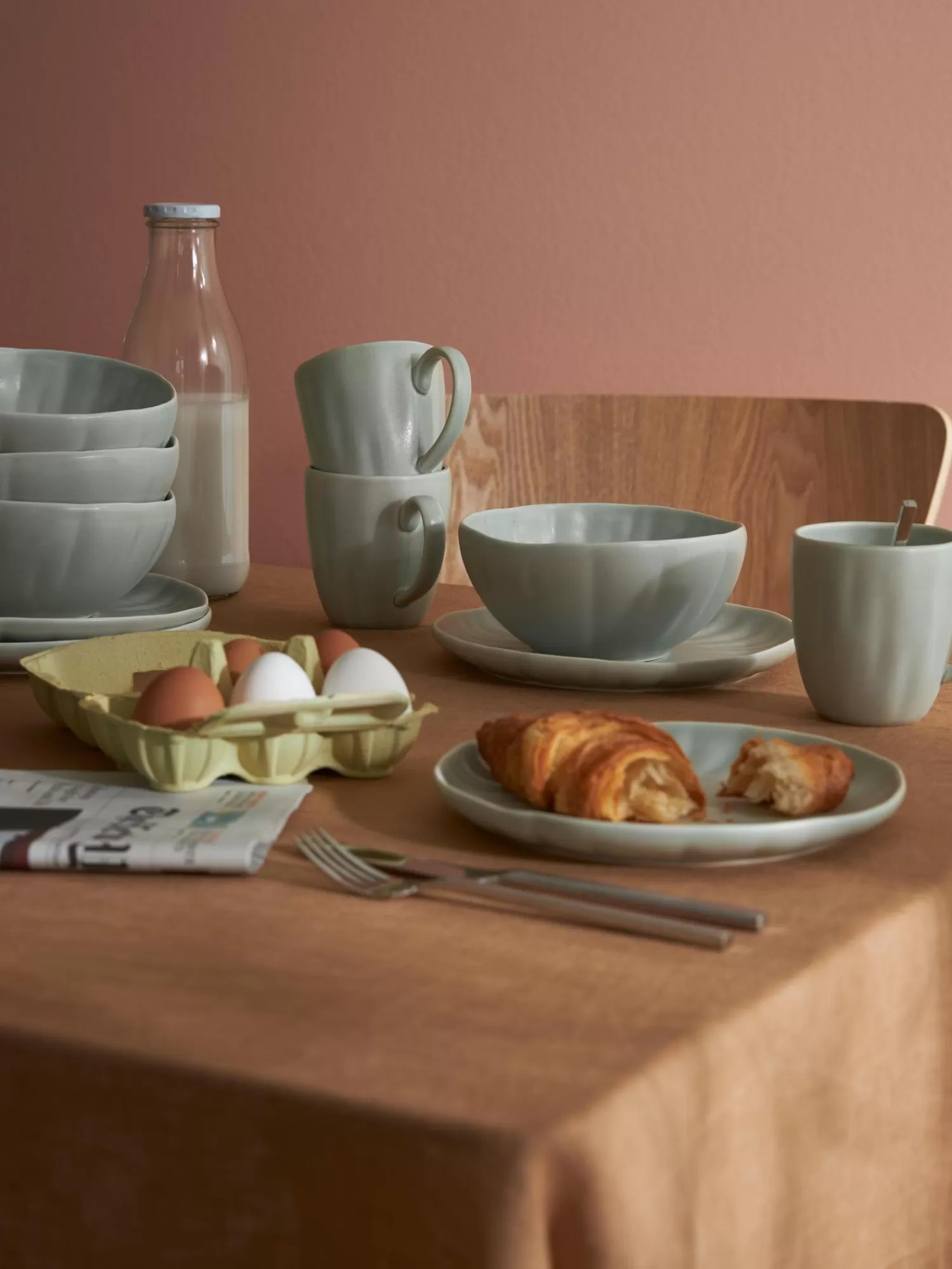 * Servies Collecties>Matte Schalen Sali Met Relief, 4 Stuks