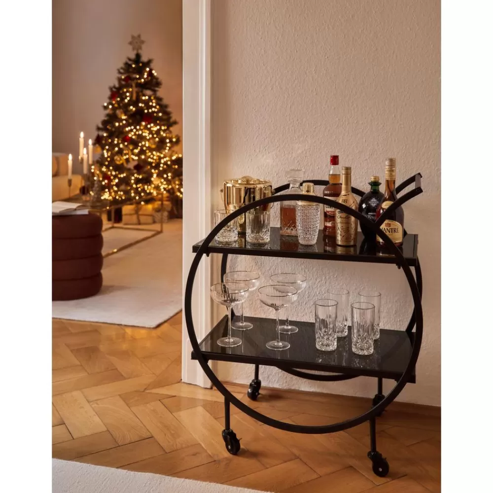 Kare Design Metalen Barcart Loft Met Glazen Tafelbladen- Bar Carts