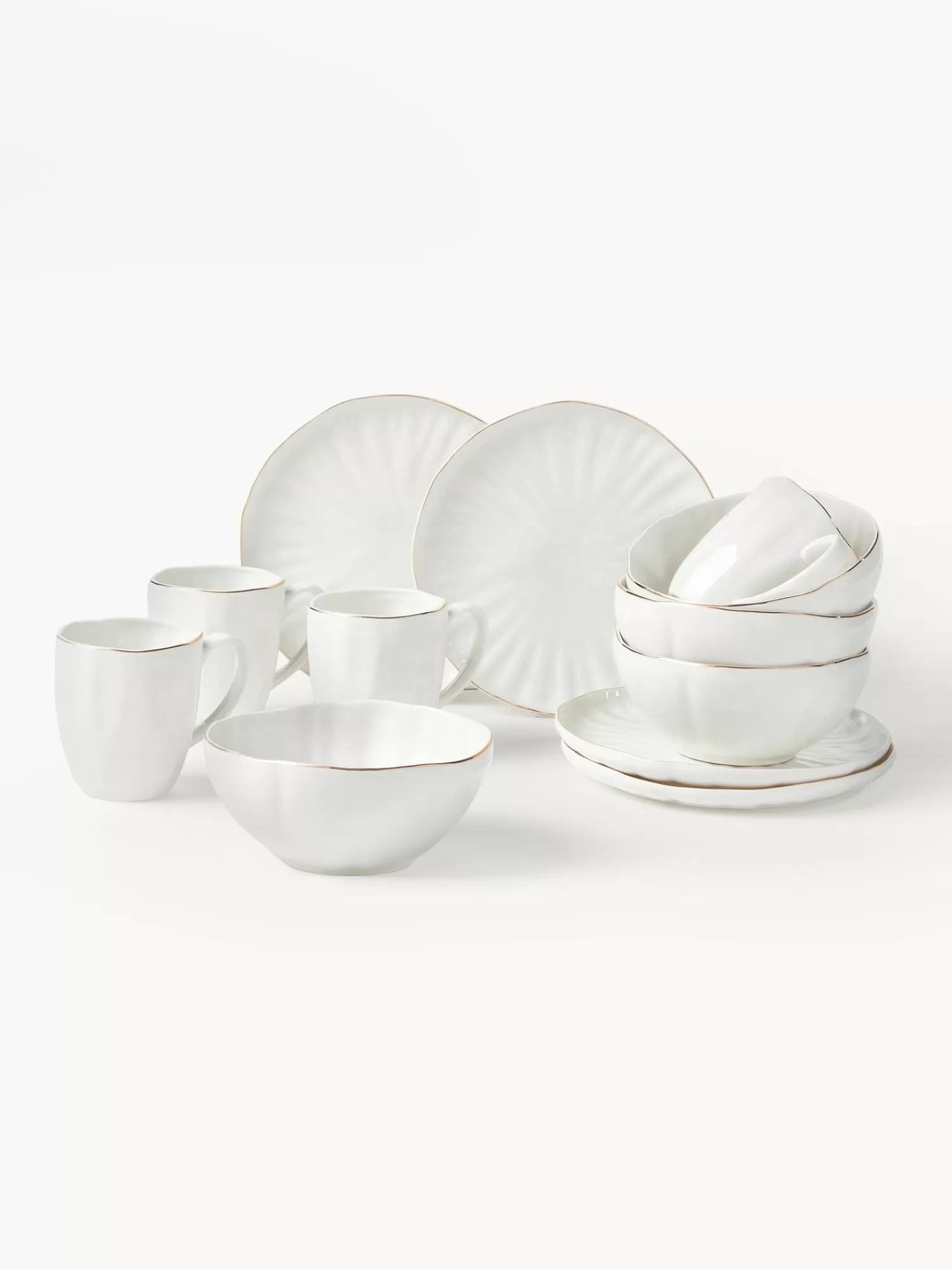 * Servies Collecties>Ontbijtset Sali Met Relief, 4 Personen (12-Delig)