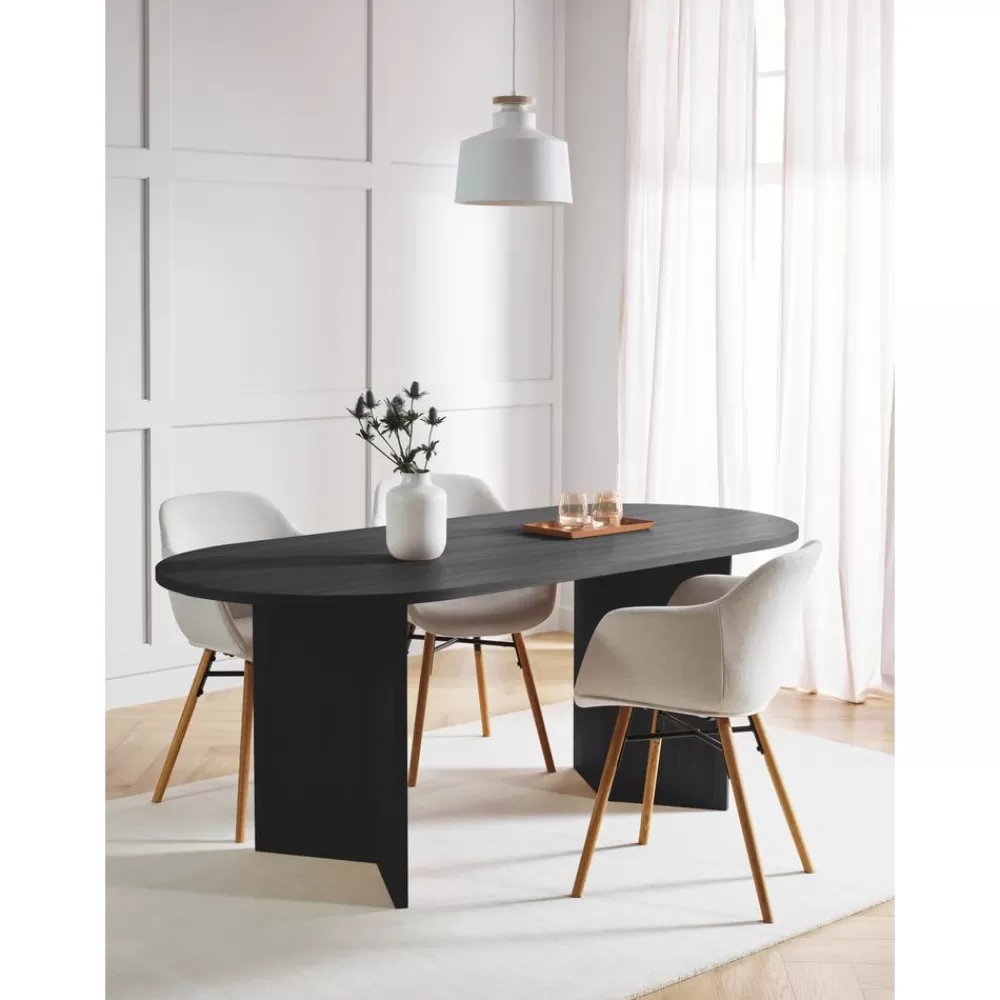 * Ovale Eettafel Toni In Zwart, 200 X 90 Cm- Eettafels