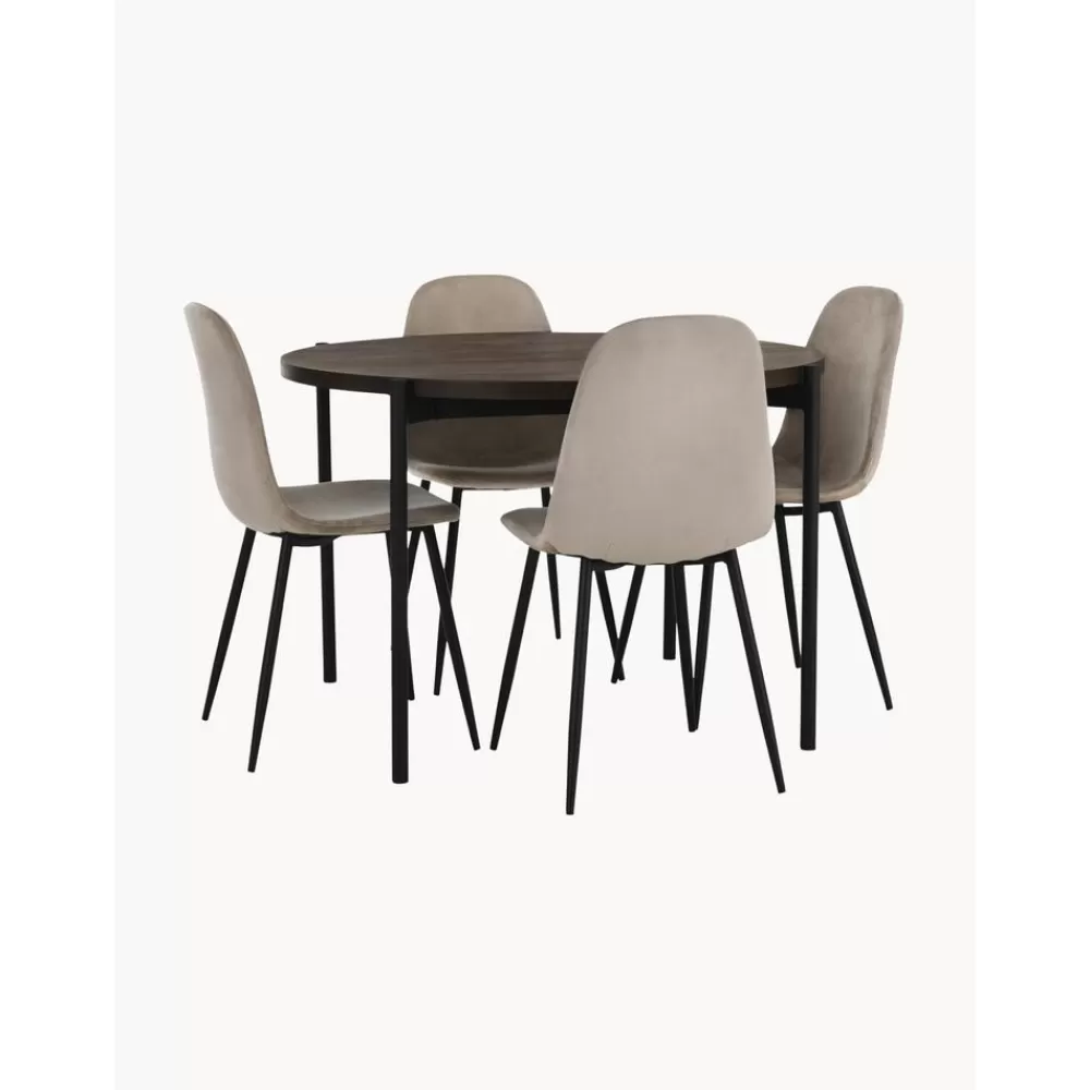 Ellos Home Ronde Eettafel Gilda Met Fluwelen Stoelen, O 110 Cm- Eettafels