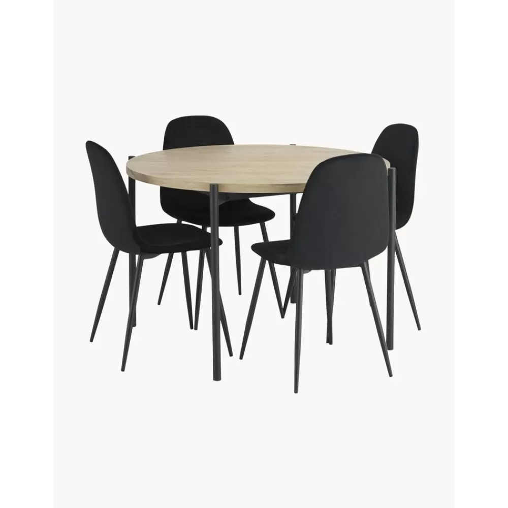 Ellos Home Ronde Eettafel Gilda Met Fluwelen Stoelen, O 110 Cm- Eettafels