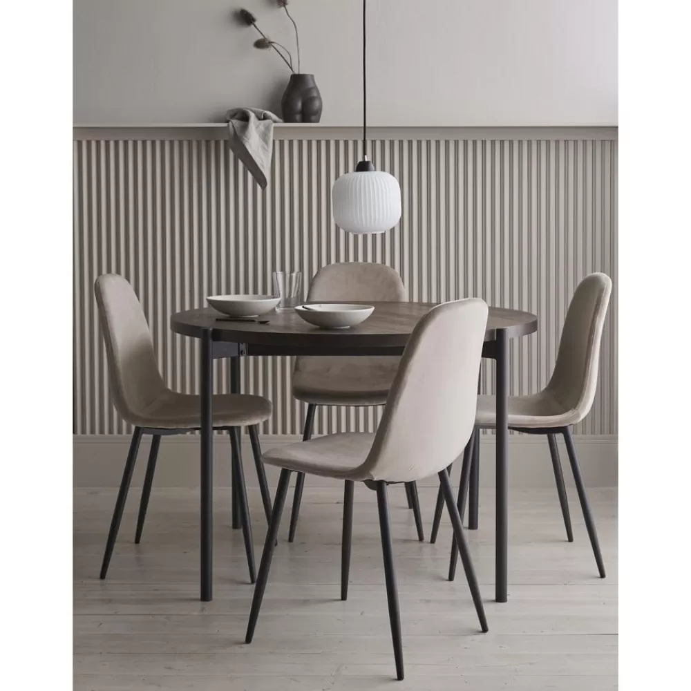 Ellos Home Ronde Eettafel Gilda Met Fluwelen Stoelen, O 110 Cm- Eettafels