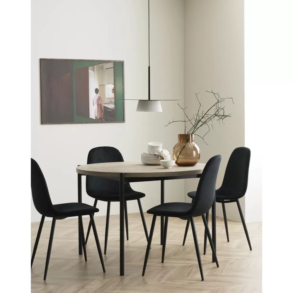 Ellos Home Ronde Eettafel Gilda Met Fluwelen Stoelen, O 110 Cm- Eettafels