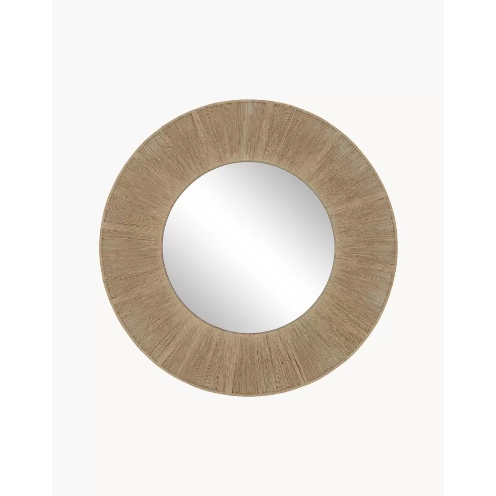 * Ronde Wandspiegel Citra Met Beige Touwlijst- Wandspiegels