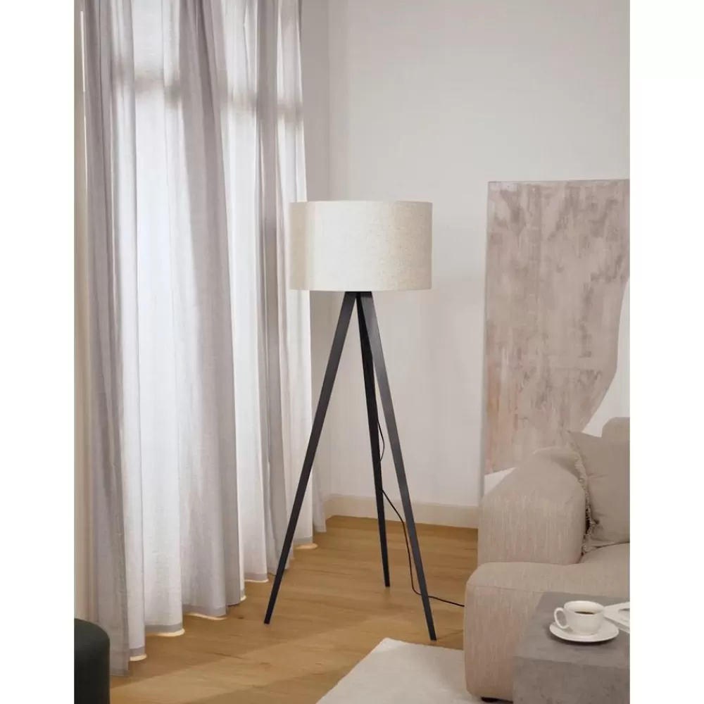 * Scandi Tripod Vloerlamp Jake Van Massief Hout- Staande Lampen