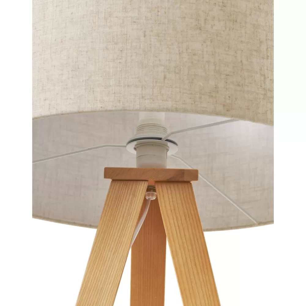 * Scandi Tripod Vloerlamp Jake Van Massief Hout- Staande Lampen