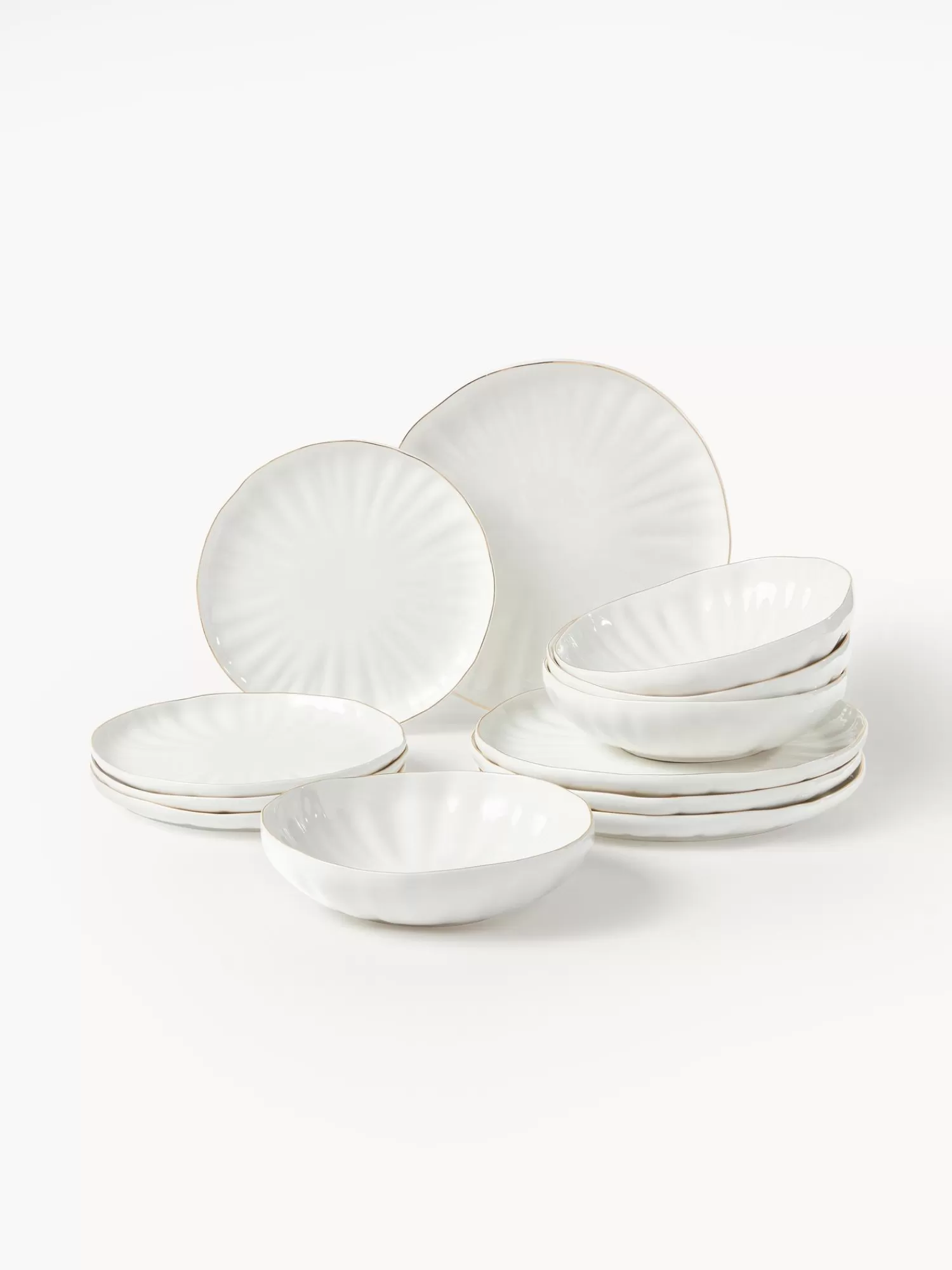 * Servies Collecties>Serviesset Sali Met Relief, 4 Personen (12-Delig)