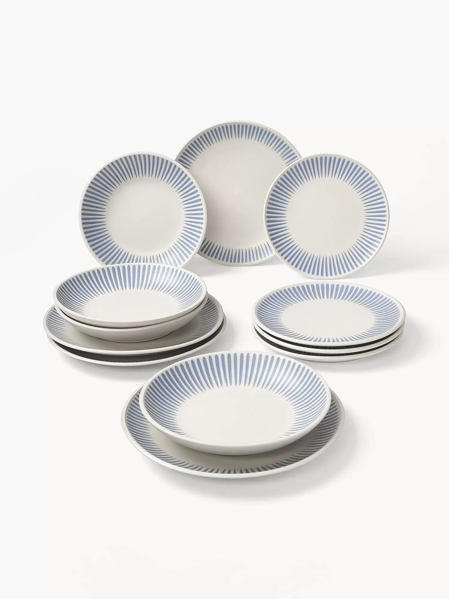 * Servies Collecties>Serviesset Zabelle Met Streepversiering, 4 Personen (12-Delig)