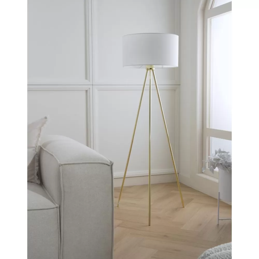 * Tripod Vloerlamp Cella Met Stoffen Lampenkap- Staande Lampen