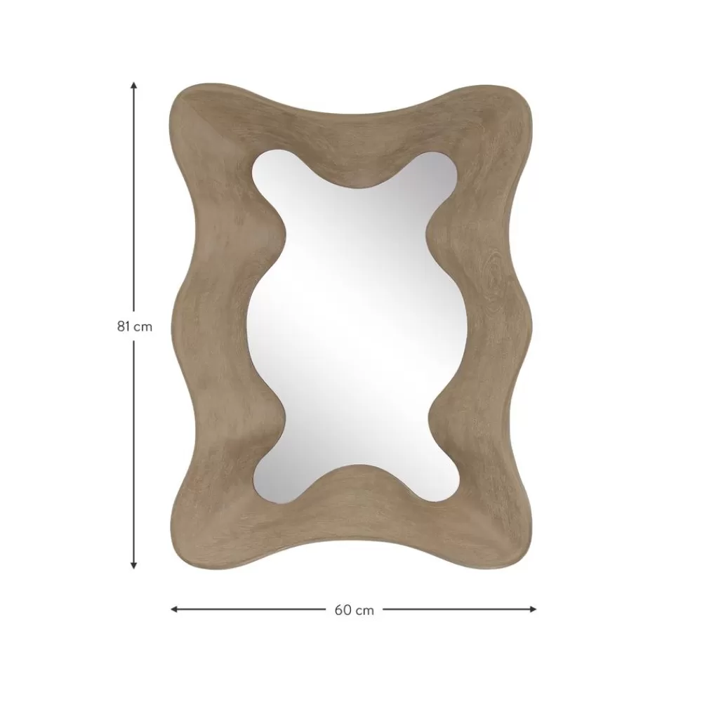 * Wandspiegel Riva Met Gegolfd Mangohouten Lijst- Wandspiegels