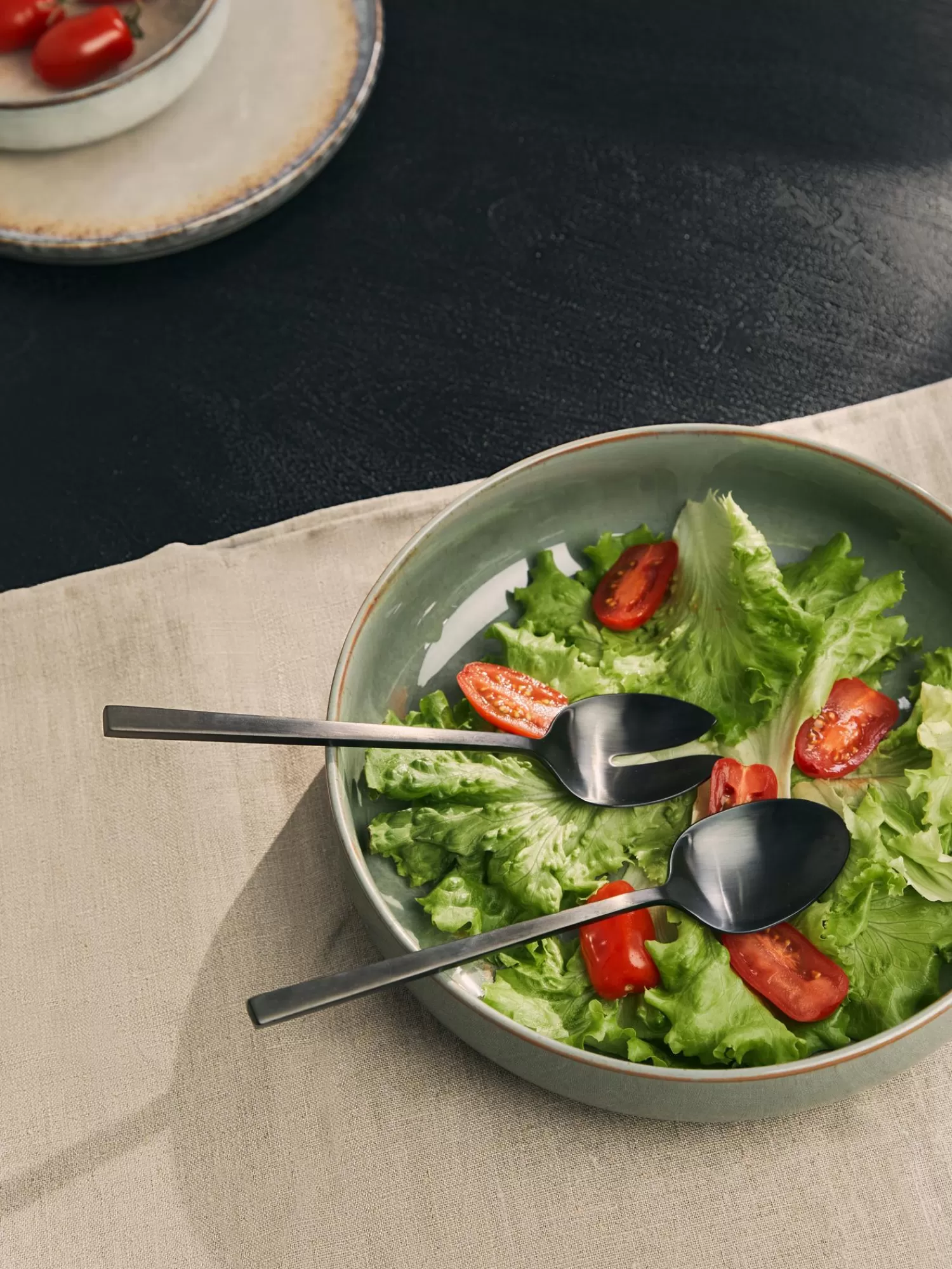 * Serveerbestek>Zwarte Saladebestek Shine Met Matte Afwerking